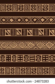 Vector set including ethnic African stripe with geometrically typical elements