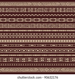 Vector set including ethnic African stripe with geometrically typical elements