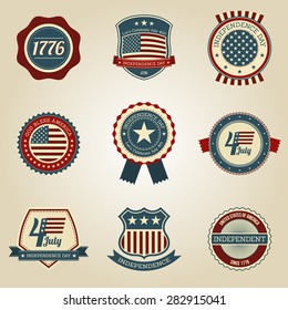 vector set of independence day badges