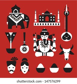 Vector set of indian travel icons