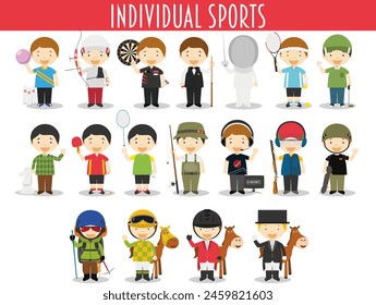 Vector Set of Individual Sports in cartoon style