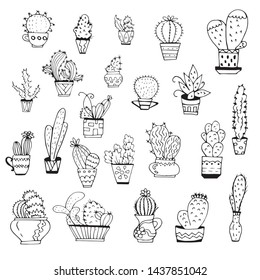 Collection Hand Drawn Cactus Sketch Style Stock Vector (royalty Free 