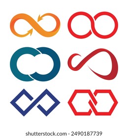 Vector set of infinity logo design template. Colorful abstract infinity sign symbol.