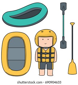 vector set of inflatable boat rafting