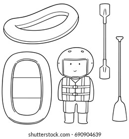 vector set of inflatable boat rafting