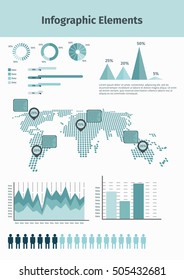 Vector set of info graphic elements. Template for diagram, graph, presentation and chart. 