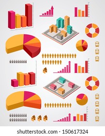 Vector set of info graphics elements on a gray background