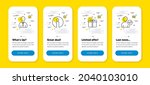 Vector set of Info, Special offer and Human line icons set. UI phone app screens with line icons. Identity confirmed icon. Information, Delivery box, Person profile. Person validated. Vector