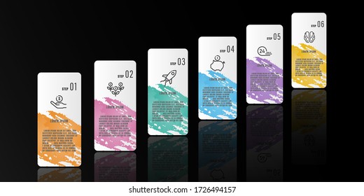 Vector set infographic business concept with 6 step.Infographic grunge style.eps.10
