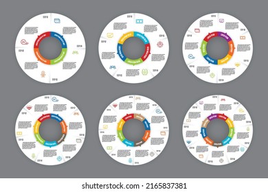 Vector set infographic design template circle chart process diagram.