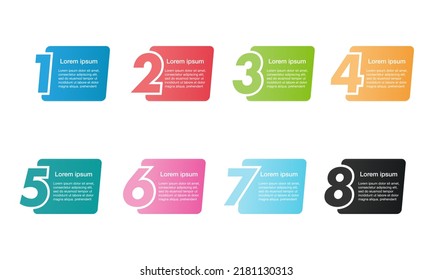 Vector set of infographic elements for numbering labels of the steps of a process. Perfect for presentation templates, sequence tutorials, and infographic layouts.