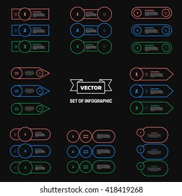 Vector set of infographic. List templates with colorful circles. 3 options, parts, steps. Can be used for graph, diagram, chart, workflow layout, number options, web