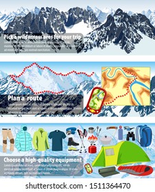 vector set of infographics banners How to plan mountaineering trip
