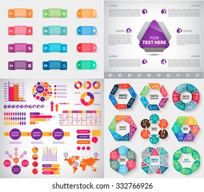 Vector set of infographics, charts, paper stickers and labels with realistic shadows for infographic set. Template for diagram, graph, presentation. Vector circle infographics, business template 