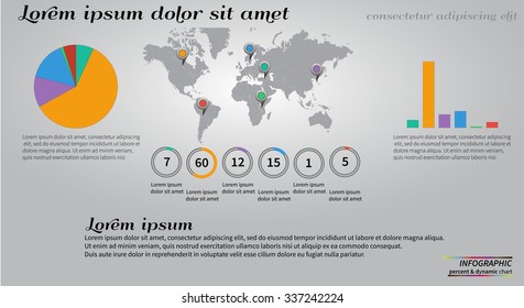 Vector set of infographics elements. Template for cycle diagram, graph, presentation and round chart. Business concept 