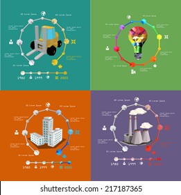Vector Set Of Infographics Of Power Generation And Industry