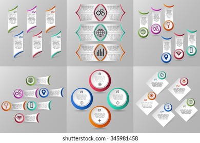 Vector set of infographics with steps, options. For infographic, banner, poster, web design, brochure, presentation