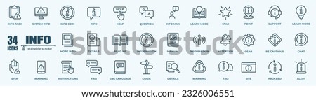 Vector set of information line icons. Contains icons instruction, privacy policy, info center, manual, rule, guide, reference, help and more. Pixel perfect.