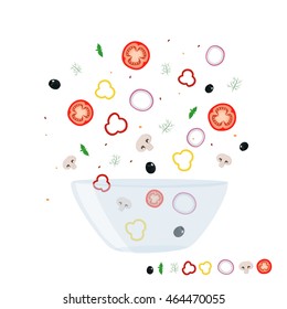 Vector set of ingridients for salad