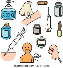 vector set of injection medicine