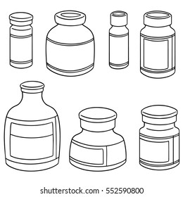 vector set of injection medicine vial