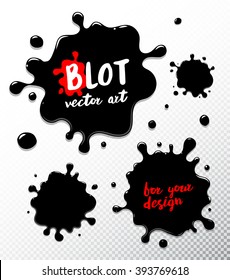 Vector Set Ink Blots. Ink Blot Object Isolated. Ink Blot Picture.  Ink Blot For Your Design.  Ink Blot Grunge Texture.