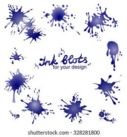 Vector set of ink blots, eps8 format