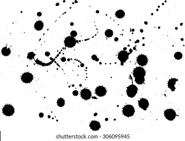 Vector set ink blots.Black blot on a white background.