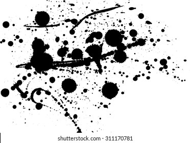 Vector set ink blots.Black blot on a white background. 