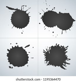 Vector set of ink splashes, ink blots. Splatter collection. vector illustration.