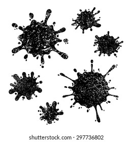 Vector set of ink splashes collection isolated on white.