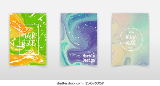 Vector set Ink texture, watercolor hand drawn artistic marbling invitation, ebru illustration. Template for sail, wedding (save date), Christmas, envelope, valentine, trendy card design for party.