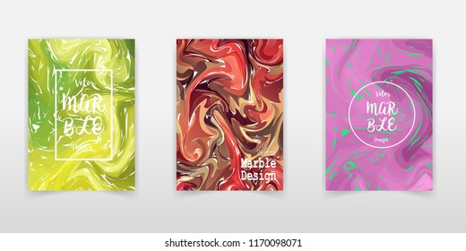 Vector set Ink texture watercolor hand drawn marbling illustration, abstract background, party invitations. Template for sail, wedding (save date), Christmas, envelope, valentine, card design