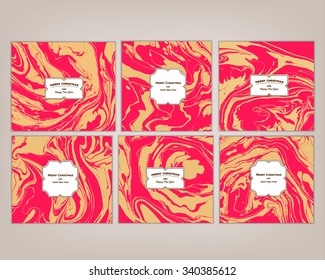Vector set Ink texture watercolor hand drawn marbling illustration, abstract background, party invitations. Template for sail, wedding (save date), Christmas, envelope, valentine, card design