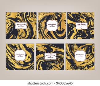 Vector set Ink texture watercolor hand drawn marbling illustration, abstract background, party invitations. Template for sail, wedding (save date), Christmas, envelope, valentine, card design
