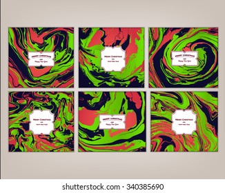Vector set Ink texture watercolor hand drawn marbling illustration, abstract background, party invitations. Template for sail, wedding (save date), Christmas, envelope, valentine, card design