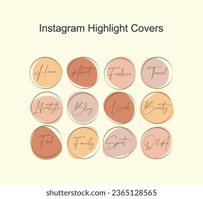 conjunto vectorial de iconos de la cubierta de resaltado de la historia de instagram