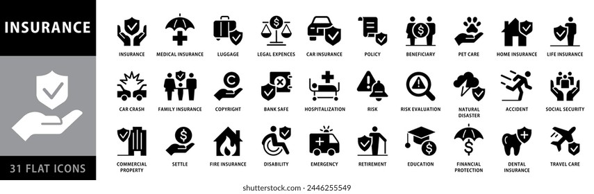 Vector conjunto de iconos de seguros