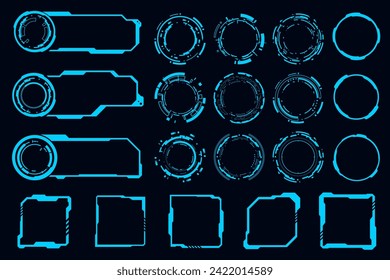 Vector set interface futuristic frame design element. Technology Hi-tech element.