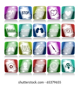 Vector set of internet buttons. 20 elements.