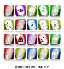Vector set of internet buttons. 20 elements.