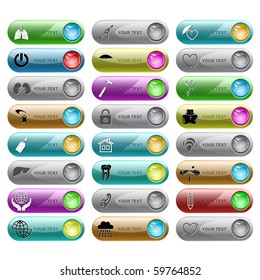 Vector set of internet buttons. 24 elements.