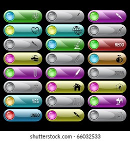 Conjunto de vectores de botones de Internet. 24 elementos.