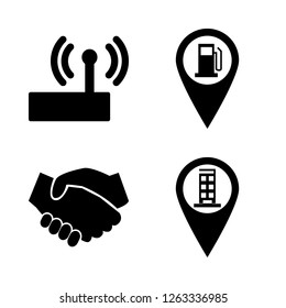  vector set. With internet, gas station point and building location icons in set