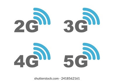 conjunto vectorial de conexiones de Internet o de red, 2g, 3g, 4g, 5g