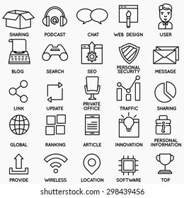 Vector set of internet service icons - part 2 - vector linear symbols