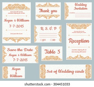 Vector set of invitation cards with with decorative borders