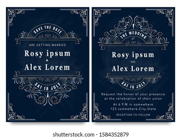 Vector set of invitation cards with elements Wedding collection.