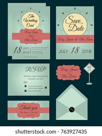 Vector set of invitation cards with  elements Wedding collection