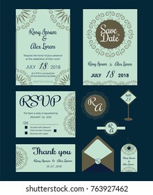 Vector set of invitation cards with  elements Wedding collection